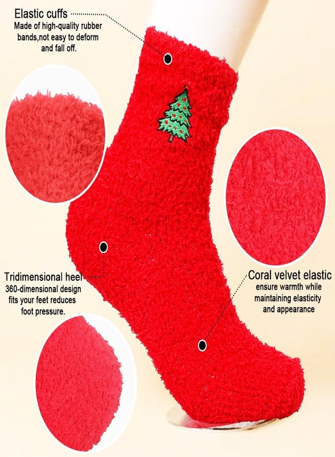 Dodifker 3 Pairs Christmas Fuzzy Warm Fluffy Winter Socks for Adults, Coral Fleece Cozy Holiday Present Socks with Gift Package - Image 4
